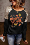 HAPPY FALL Y'ALL Graphic Sequin T-Shirt Black Women's T-Shirts - Tophatter Daily Deals