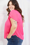 Sew In Love Just For You Full Size Short Ruffled Sleeve Length Top in Hot Pink Blouses - Tophatter Daily Deals