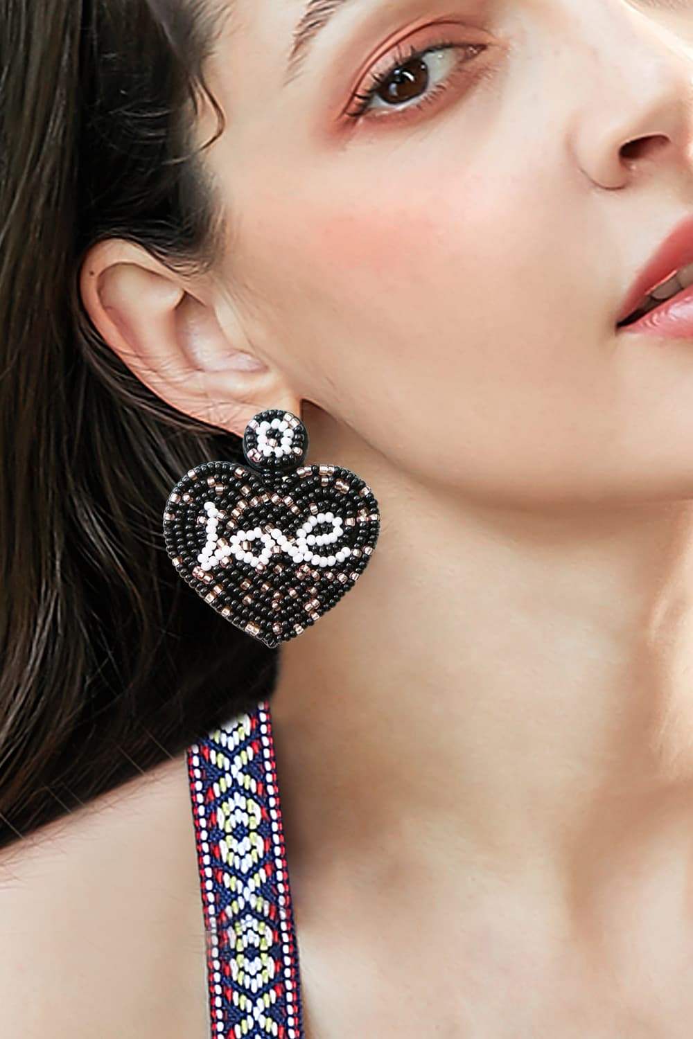 LOVE Beaded Heart Earrings Earrings - Tophatter Daily Deals