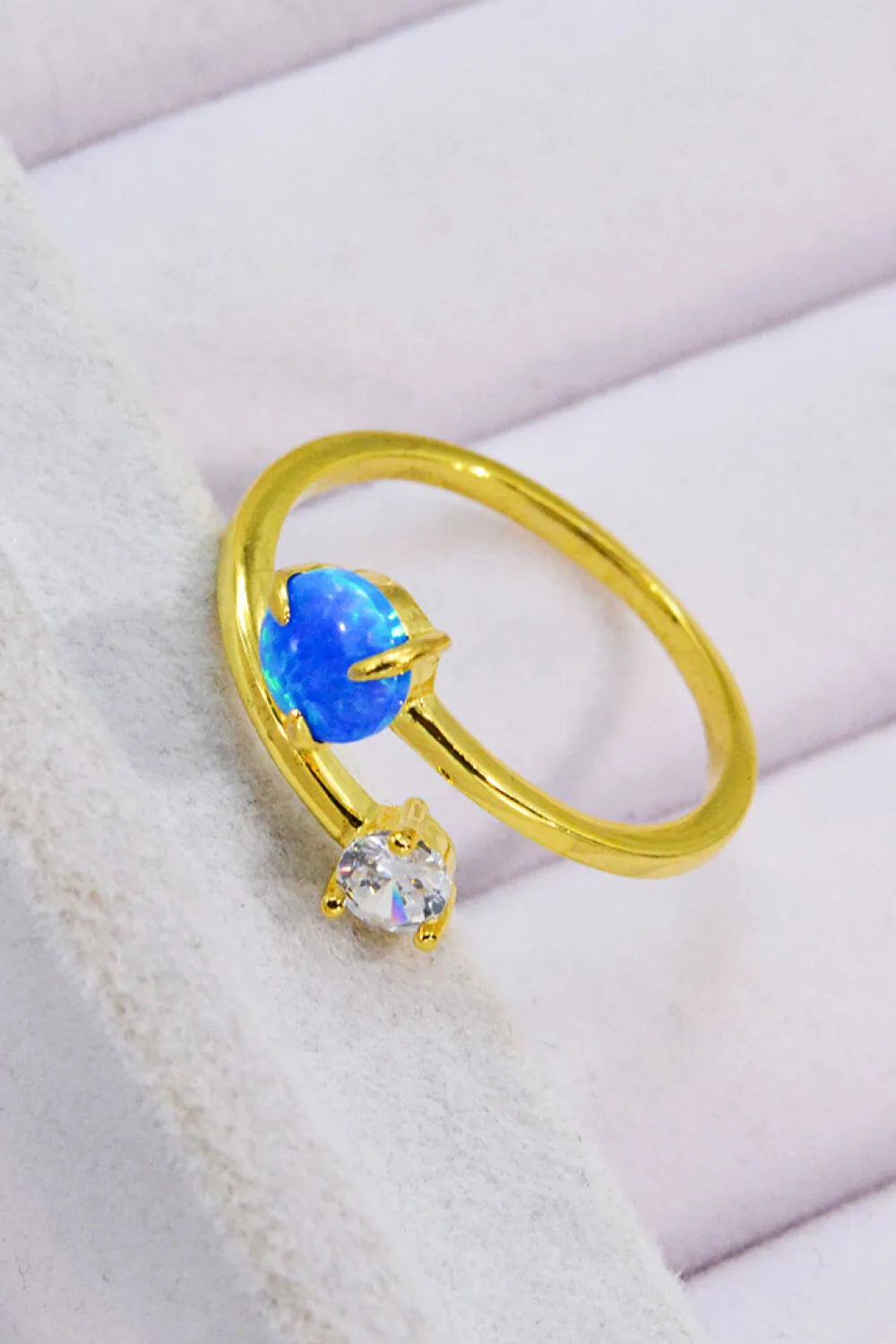 Opal and Zircon Open Ring Opal - Tophatter Daily Deals