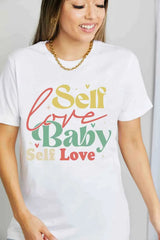 Simply Love SELF LOVE BABY SELF LOVE Graphic Cotton T-Shirt Bleach Women's T-Shirts - Tophatter Daily Deals