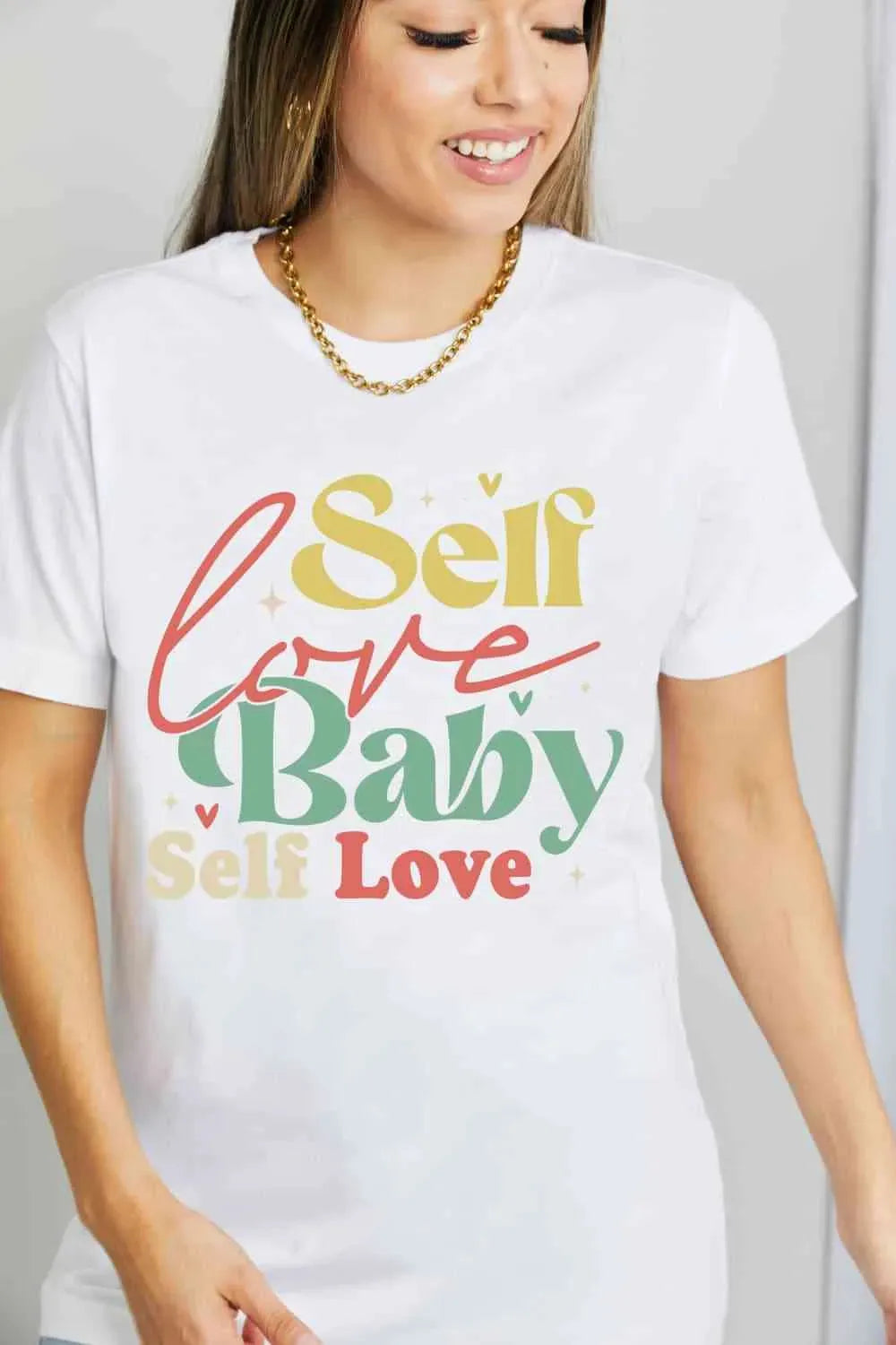 Simply Love SELF LOVE BABY SELF LOVE Graphic Cotton T-Shirt Bleach Women's T-Shirts - Tophatter Daily Deals