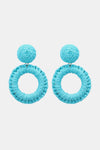 Round Shape Raffia Grass Dangle Earrings Tiffany Blue One Size Earrings - Tophatter Daily Deals