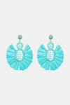Raffia Grass Tassel Detail Dangle Earrings Tiffany Blue One Size Earrings - Tophatter Daily Deals