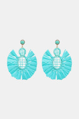 Raffia Grass Tassel Detail Dangle Earrings Tiffany Blue One Size Earrings - Tophatter Daily Deals