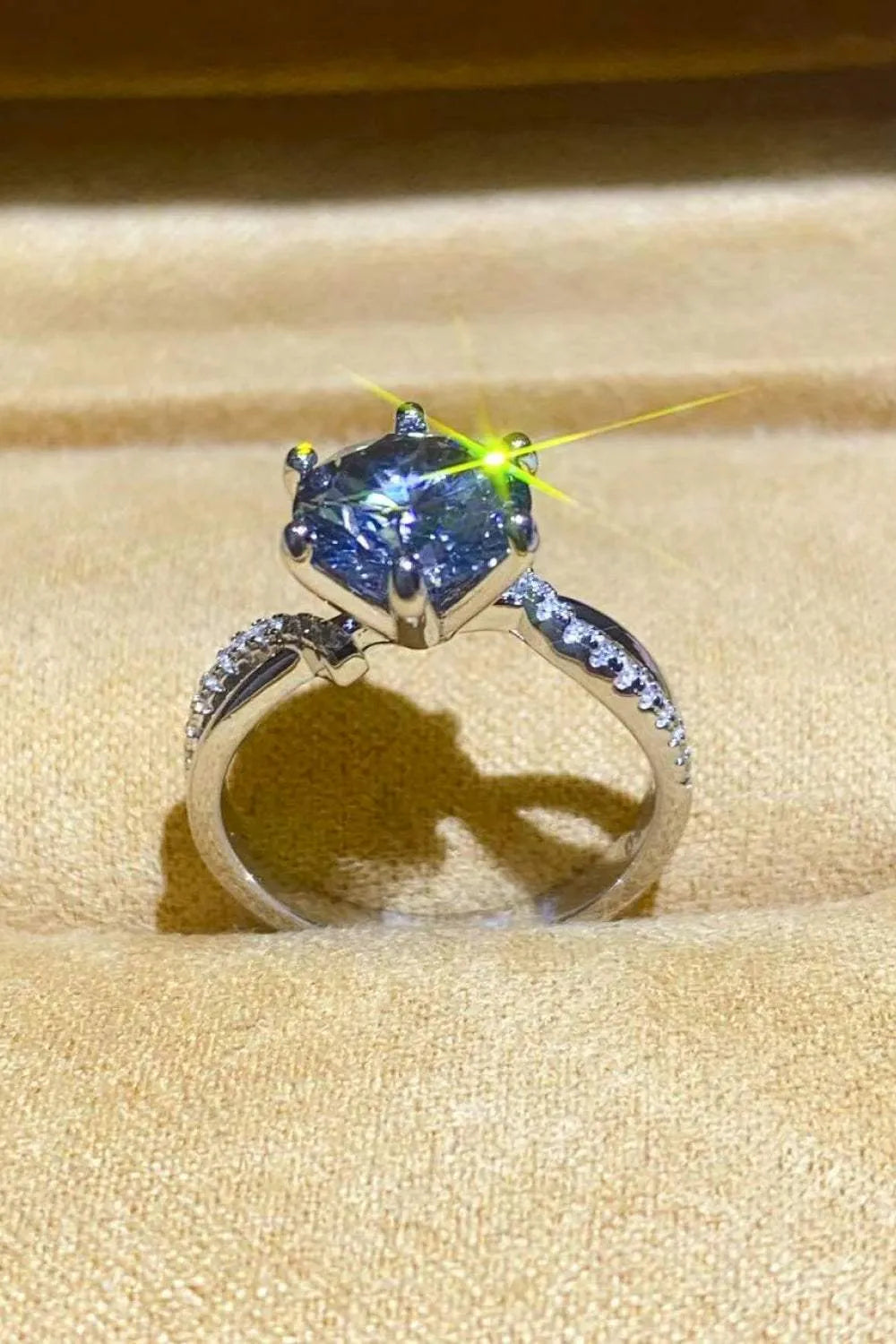 2 Carat Moissanite Ring in Smokey Gray Moissanite - Tophatter Daily Deals