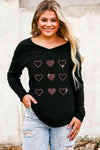 Heart V-Neck Long Sleeve Tee Women's T-Shirts - Tophatter Daily Deals