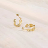 Stainless Steel C-Hoop Earrings style B Gold One Size Earrings - Tophatter Daily Deals