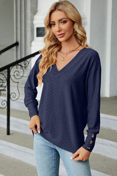 V-Neck Lantern Sleeve T-Shirt Women's T-Shirts - Tophatter Daily Deals