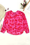 Floral Tie Neck Ruffle Trim Blouse Blouses - Tophatter Daily Deals