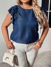 Plus Size Round Neck Flounce Sleeve Frill Trim Blouse Blouses - Tophatter Daily Deals