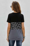 Leopard Print Color Block Short Sleeve T-Shirt Women's T-Shirts - Tophatter Daily Deals