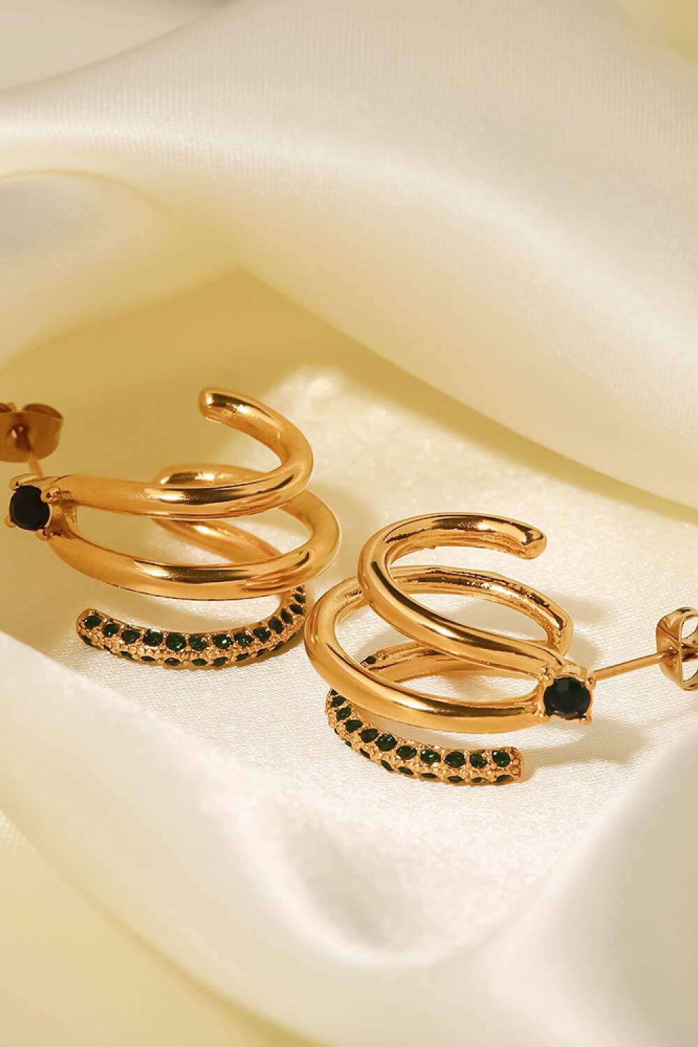 18K Gold Plated Cubic Zirconia Wrap C-Hoop Earrings Earrings - Tophatter Daily Deals