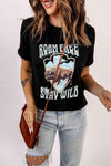 ROAM FREE STAY WILD Graphic Tee Black - Tophatter Daily Deals