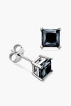 925 Sterling Silver Square Moissanite Stud Earrings Black One Size Moissanite - Tophatter Daily Deals