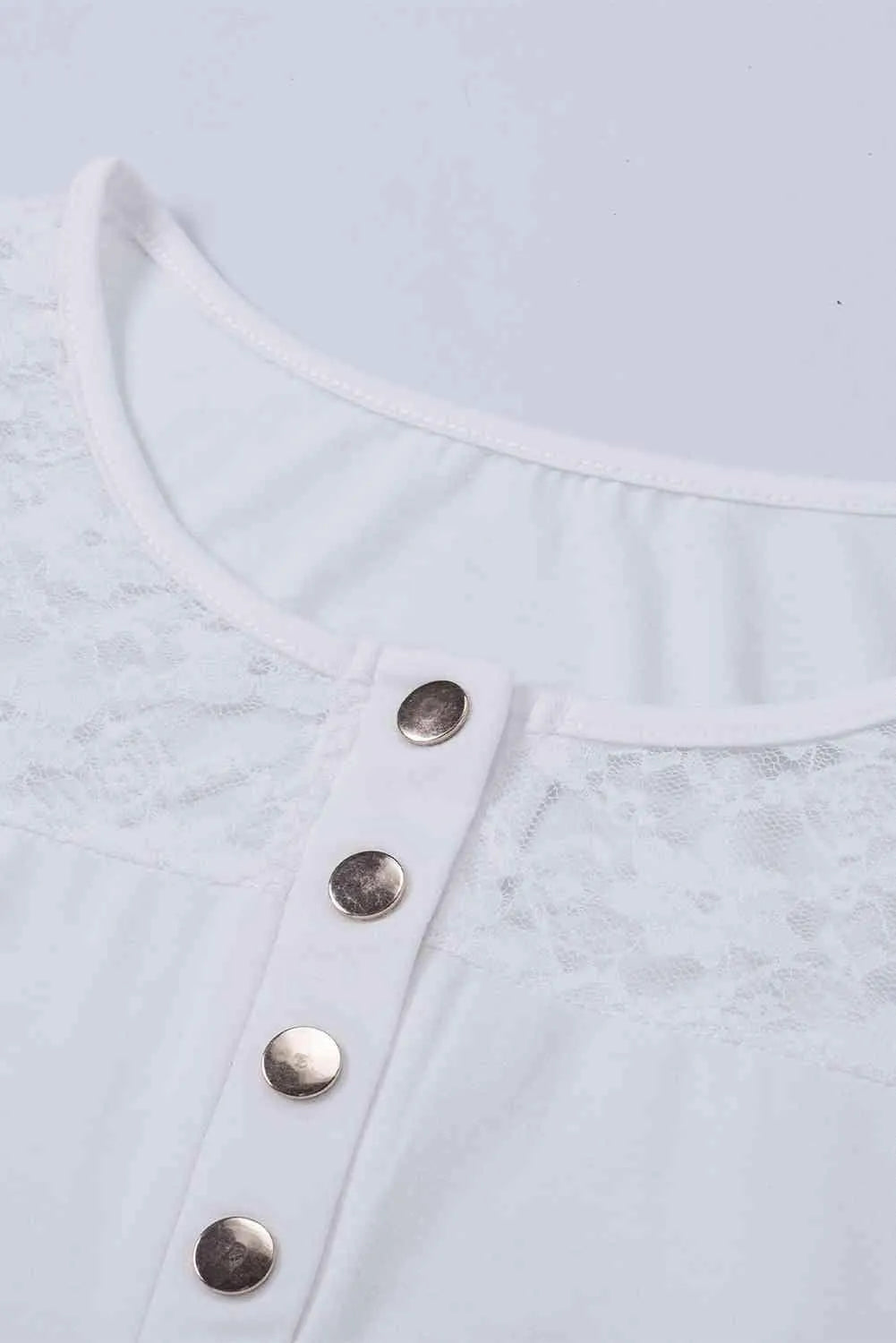 Contrast Lace Button Up Top Blouses - Tophatter Daily Deals