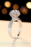 2 Carat Moissanite Floral Platinum-Plated Ring Silver Moissanite - Tophatter Daily Deals