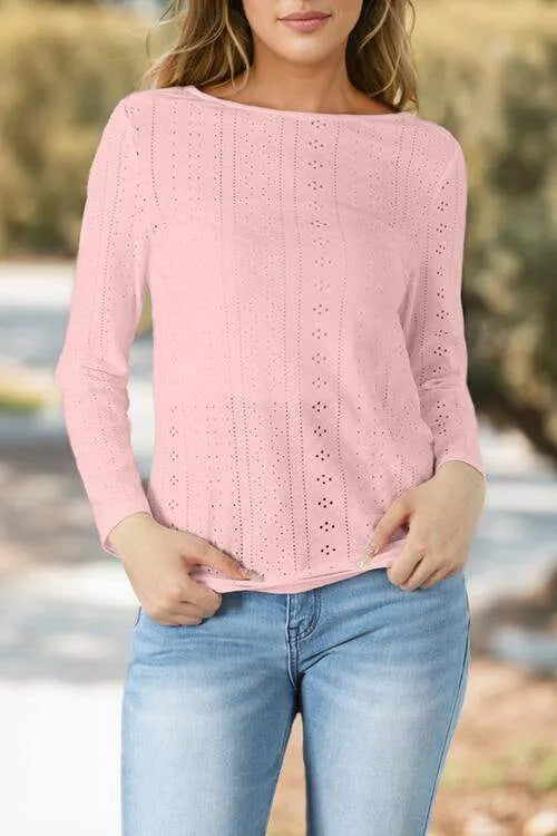 V-Neck Lace Detail Long Sleeve Blouse Blouses - Tophatter Daily Deals