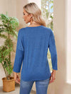 Round Neck Long Sleeve Drop Shoulder Blouse Blouses - Tophatter Daily Deals