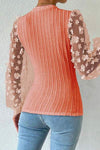 Double Take Textured Applique Long Sleeve Blouse Blouses - Tophatter Daily Deals