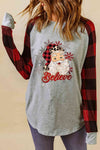 Santa Graphic Long Sleeve T-Shirt Women's T-Shirts - Tophatter Daily Deals