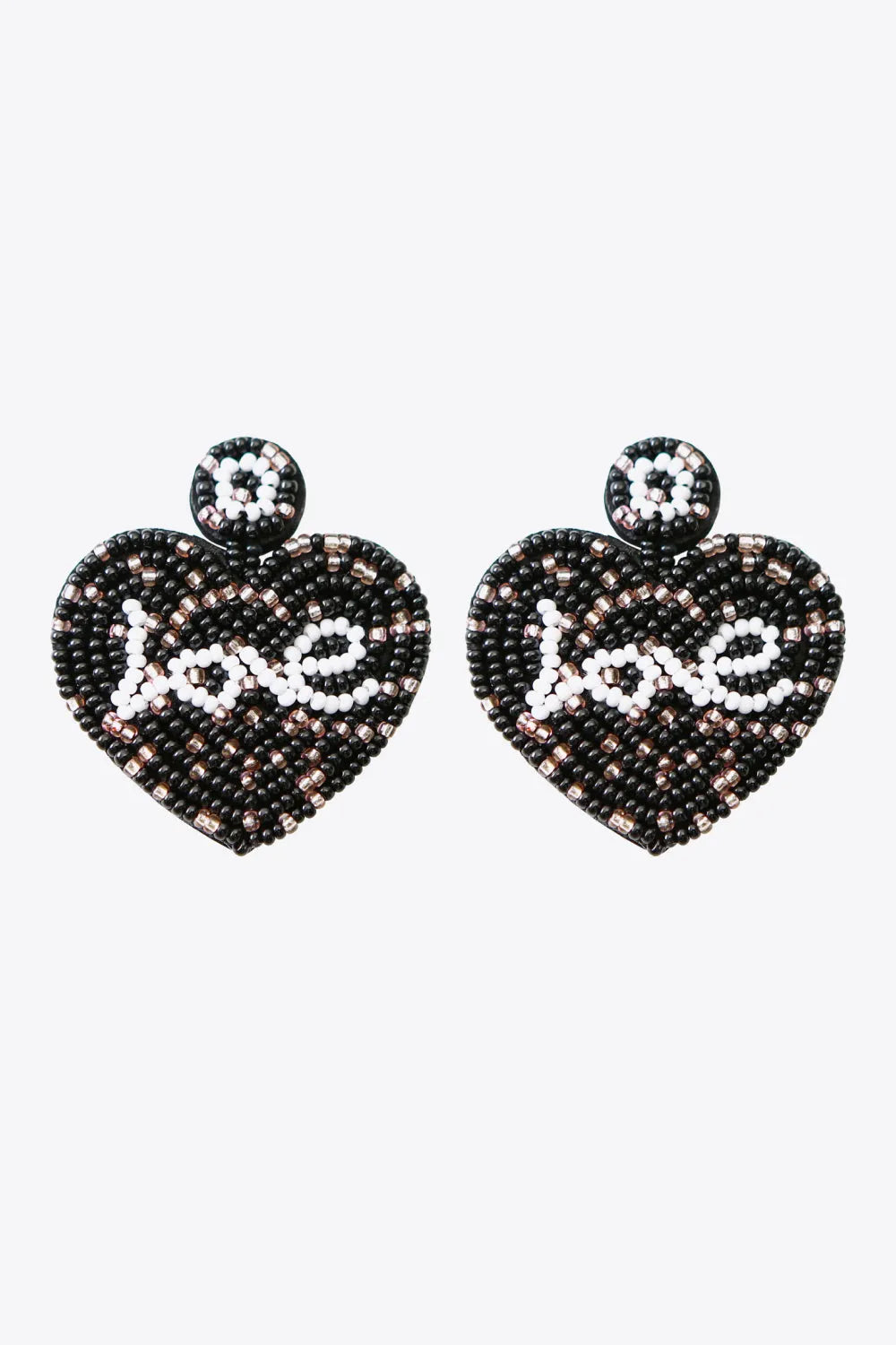 LOVE Beaded Heart Earrings Black One Size Earrings - Tophatter Daily Deals