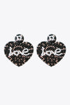 LOVE Beaded Heart Earrings Black One Size Earrings - Tophatter Daily Deals