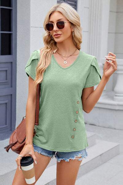 V-Neck Short Sleeve T-Shirt Women's T-Shirts - Tophatter Daily Deals