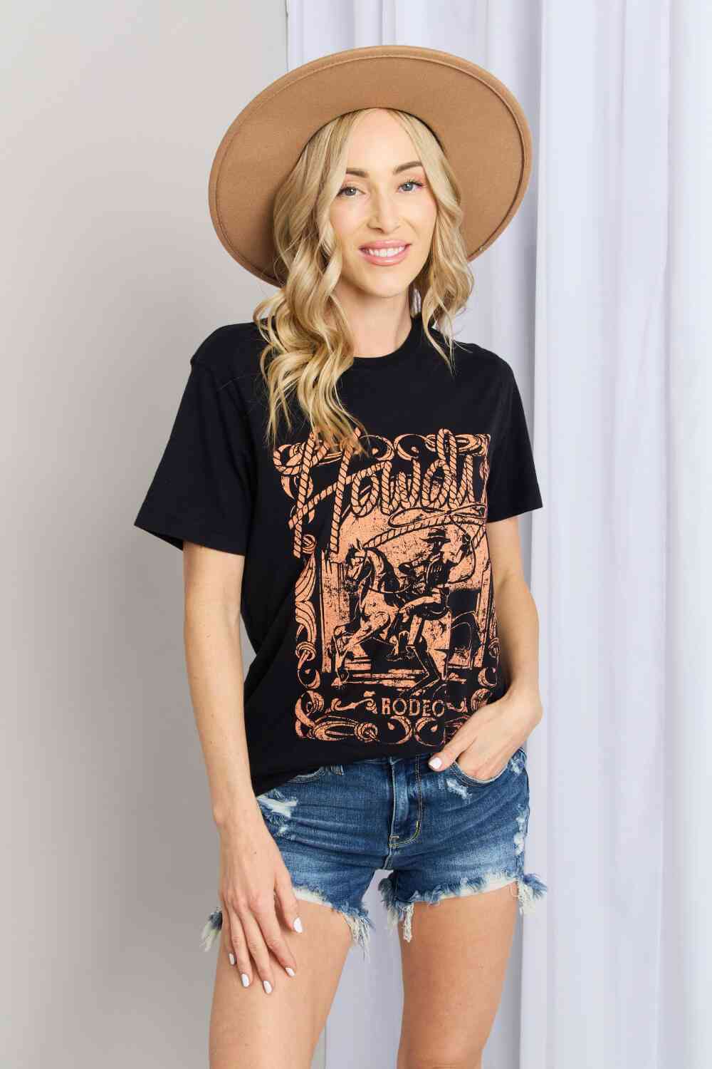 mineB Full Size Graphic Round Neck Tee Women's T-Shirts - Tophatter Daily Deals