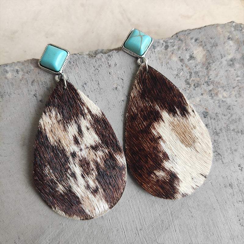 Artificial Turquoise Teardrop Earrings Coffee Brown One Size Earrings - Tophatter Daily Deals