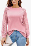 Long Raglan Sleeve Round Neck Tee Blush Pink Women's T-Shirts - Tophatter Daily Deals