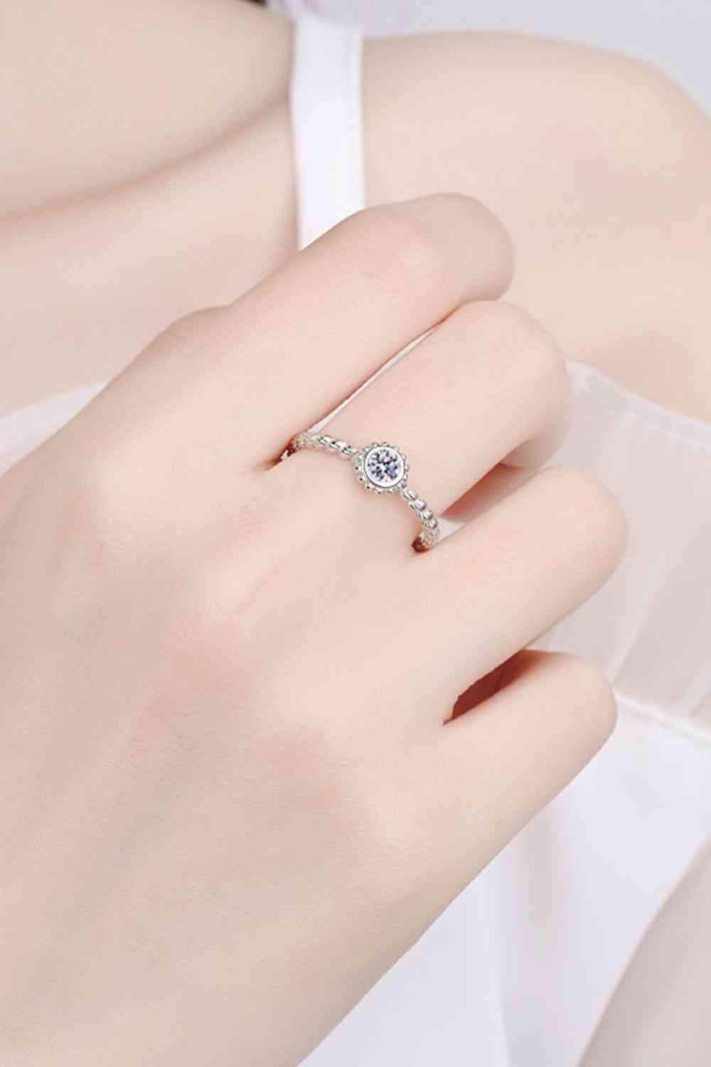 Moissanite Rhodium-Plated Ring Moissanite - Tophatter Daily Deals