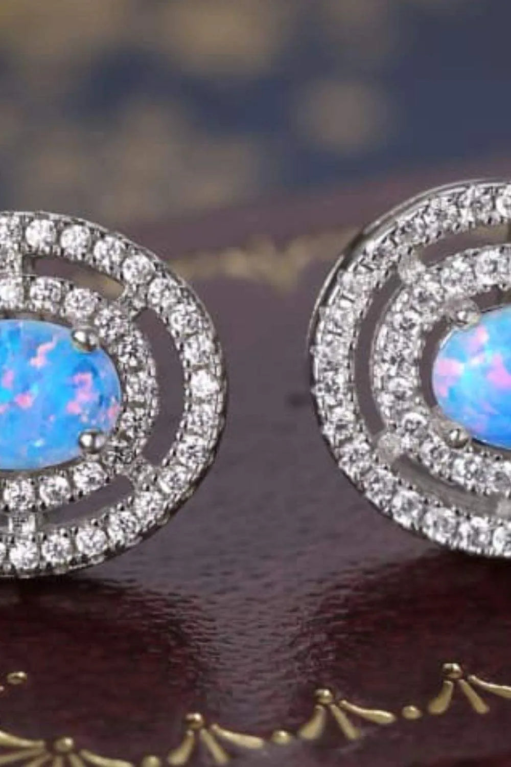 925 Sterling Silver Opal Round Stud Earrings Opal - Tophatter Daily Deals