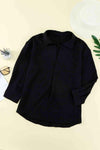 Textured Johnny Collar Three-Quarter Sleeve Blouse Black Blouses - Tophatter Daily Deals