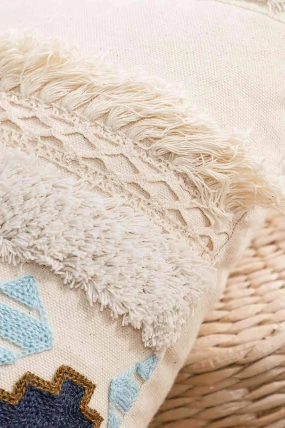Embroidered Fringe Detail Decorative Throw Pillow Case Decorative Pillowcases - Tophatter Daily Deals