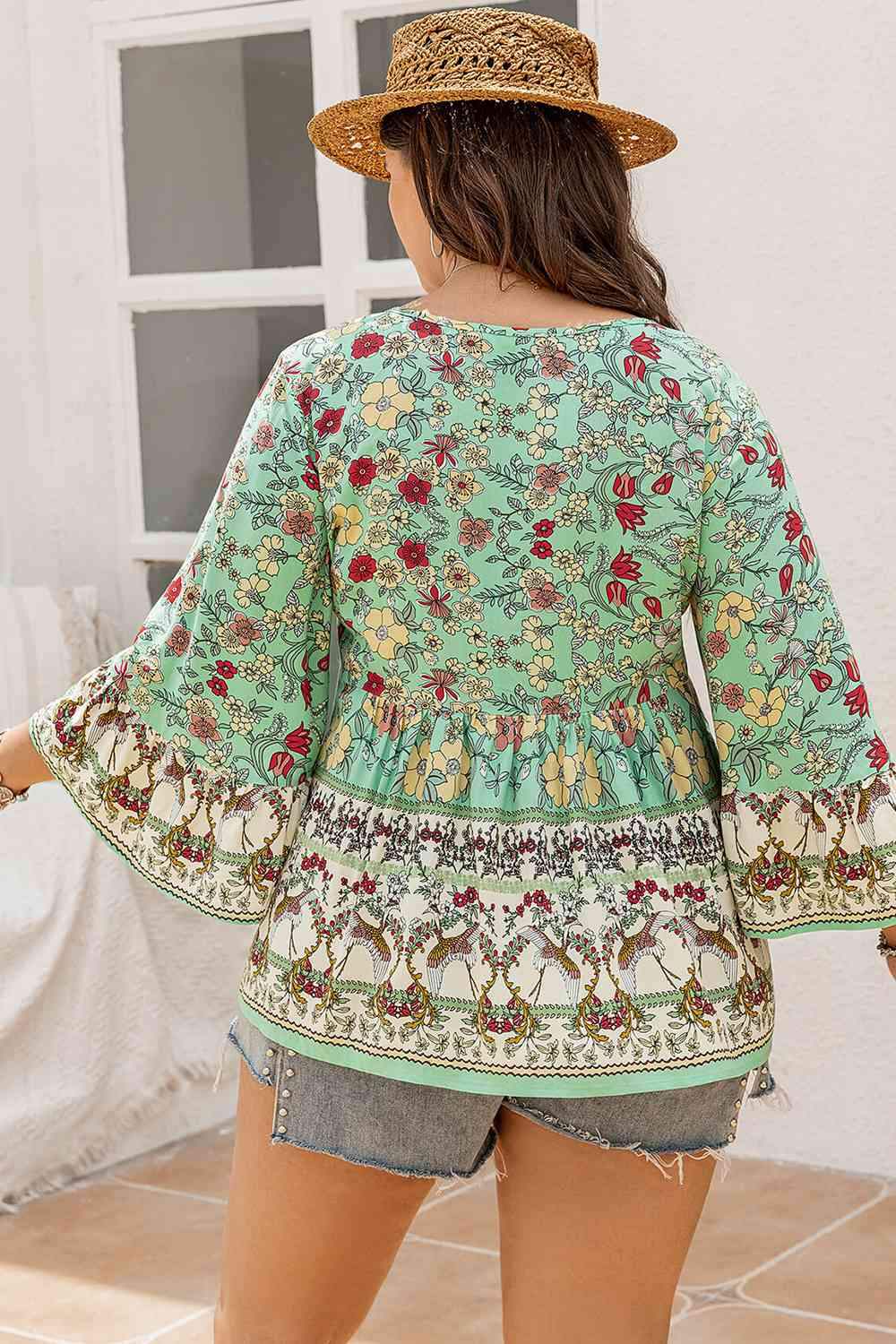 Plus Size Floral Tassel Tie Blouse Blouses - Tophatter Daily Deals