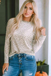 Round Neck Leopard Print Long Sleeve Tee Leopard Women's T-Shirts - Tophatter Daily Deals