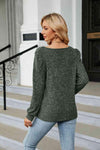 Ribbed Square Neck Long Sleeve T-Shirt Women's T-Shirts - Tophatter Daily Deals