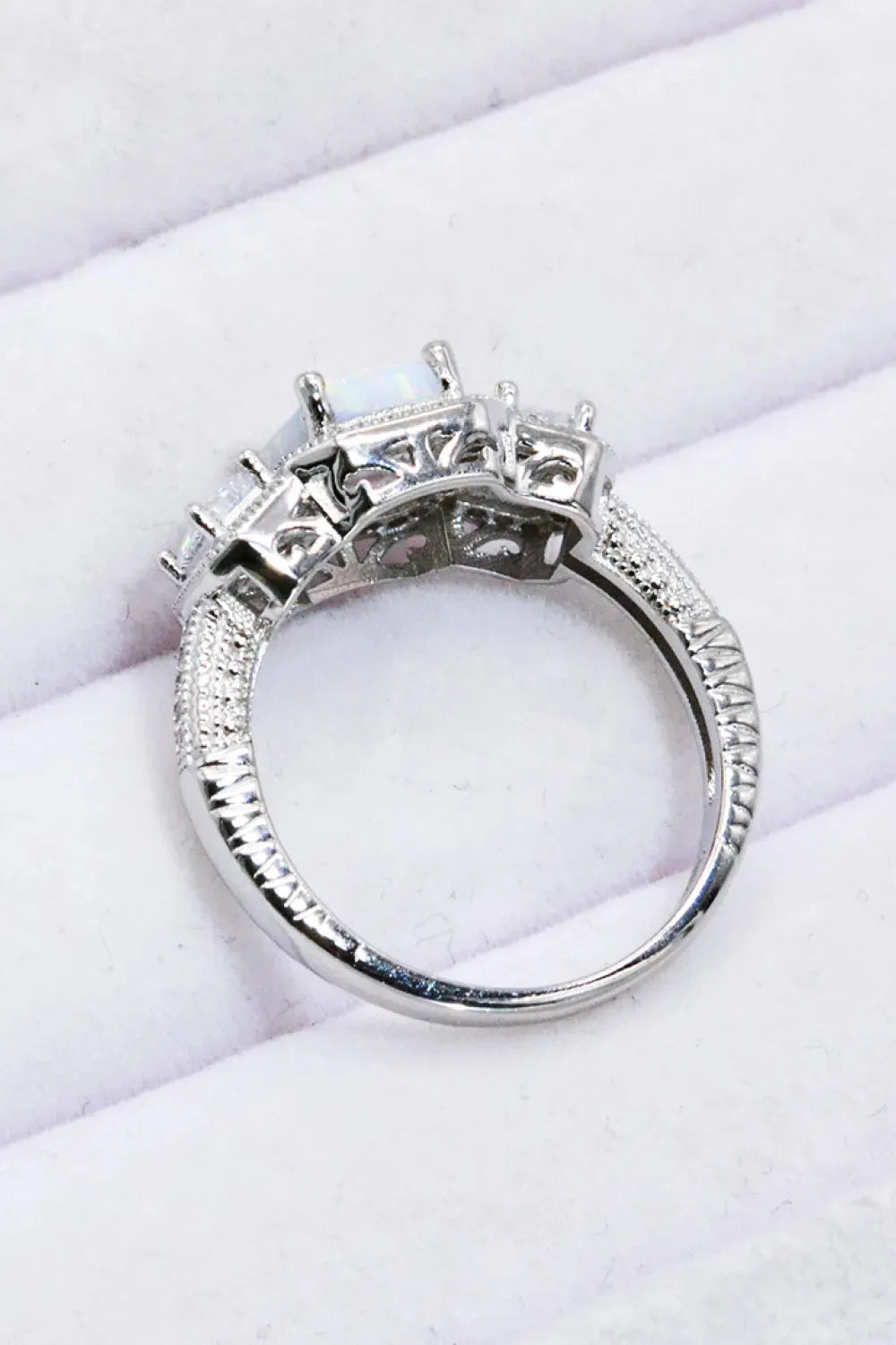 925 Sterling Silver Square Opal Ring Opal - Tophatter Daily Deals