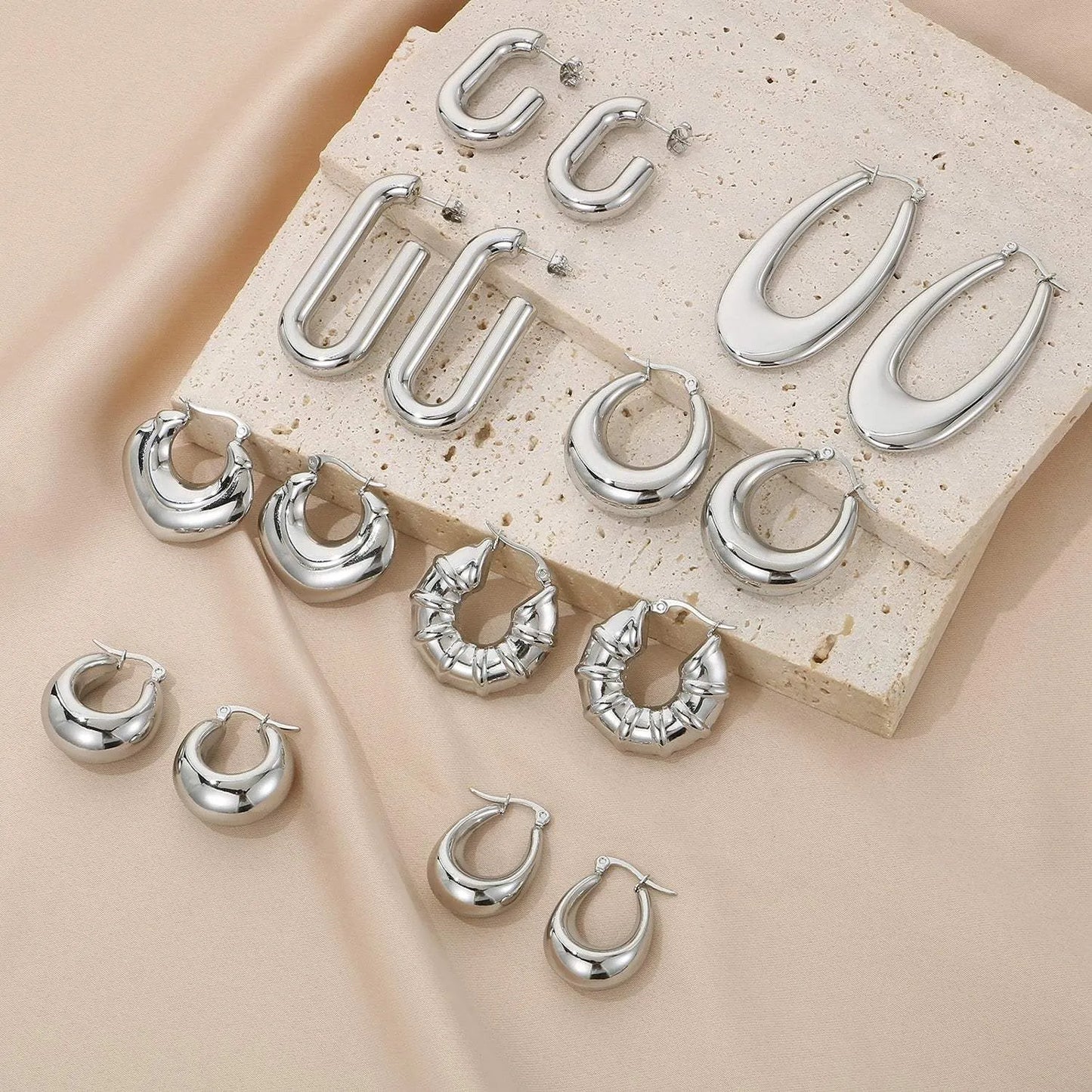 Stainless Steel Hinged Hoop Earrings Earrings - Tophatter Daily Deals