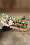 Crystal & Opal Triple-Layered Beaded Bracelet Bracelets - Tophatter Daily Deals