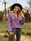 Puff Sleeve Ruffle Trim Blouse Dusty Purple Blouses - Tophatter Daily Deals