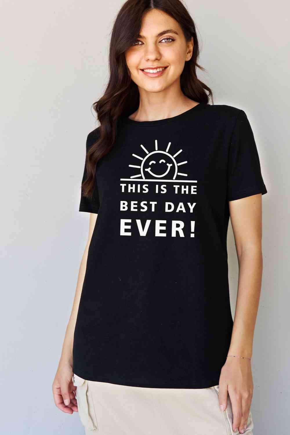 Simply Love Full Size THIS IS THE BEST DAY EVER! Graphic Cotton T-Shirt Women's T-Shirts - Tophatter Daily Deals