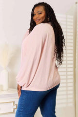 Double Take Ribbed Long Sleeve Top Blouses - Tophatter Daily Deals