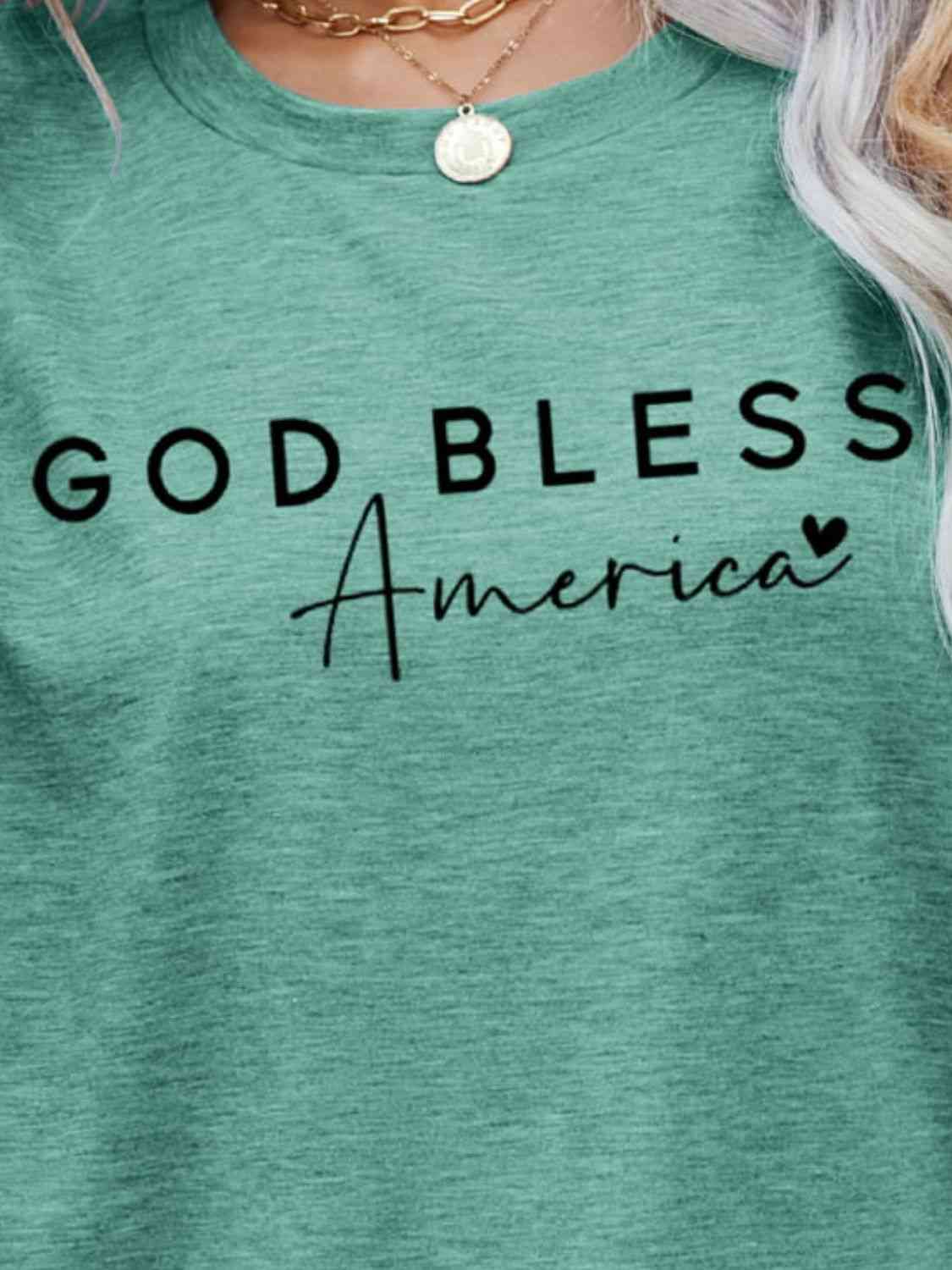 GOD BLESS AMERICA Graphic Short Sleeve Tee Women's T-Shirts - Tophatter Daily Deals