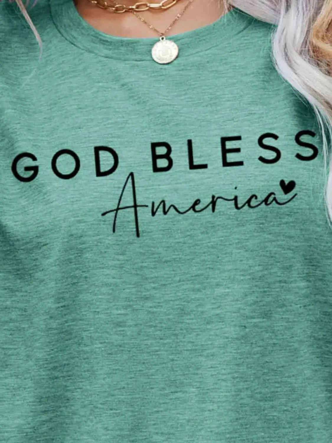 GOD BLESS AMERICA Graphic Short Sleeve Tee Women's T-Shirts - Tophatter Daily Deals