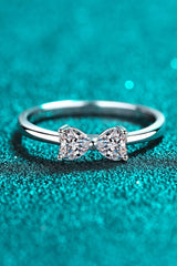 Moissanite Bow Rhodium-Plated Ring Moissanite - Tophatter Daily Deals