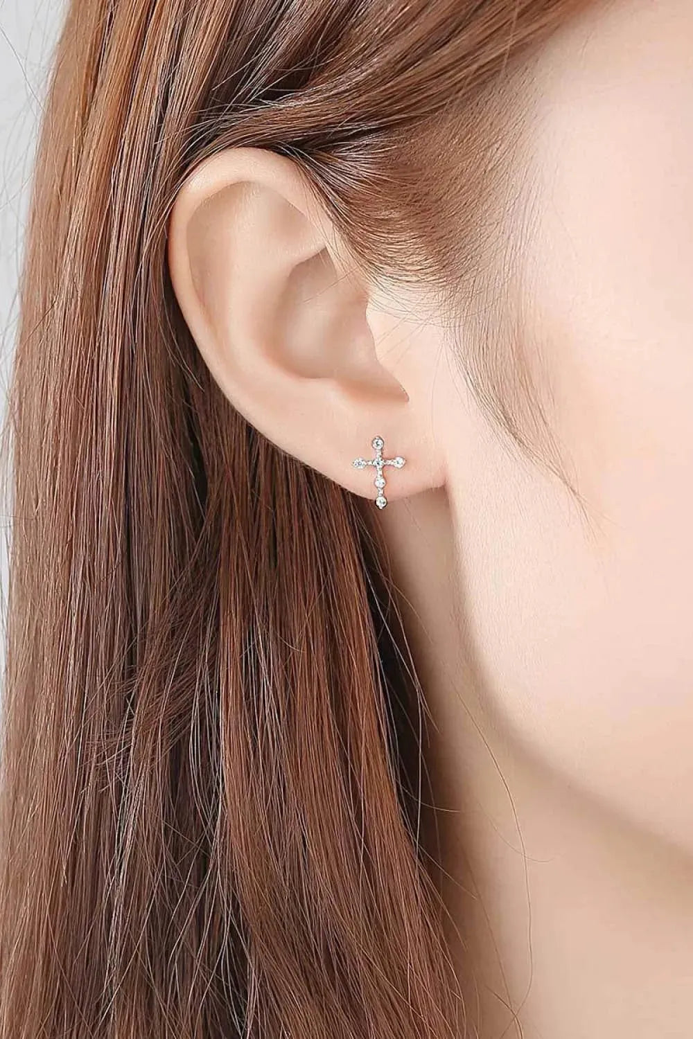 Zircon Cross 925 Sterling Silver Earrings Earrings - Tophatter Daily Deals