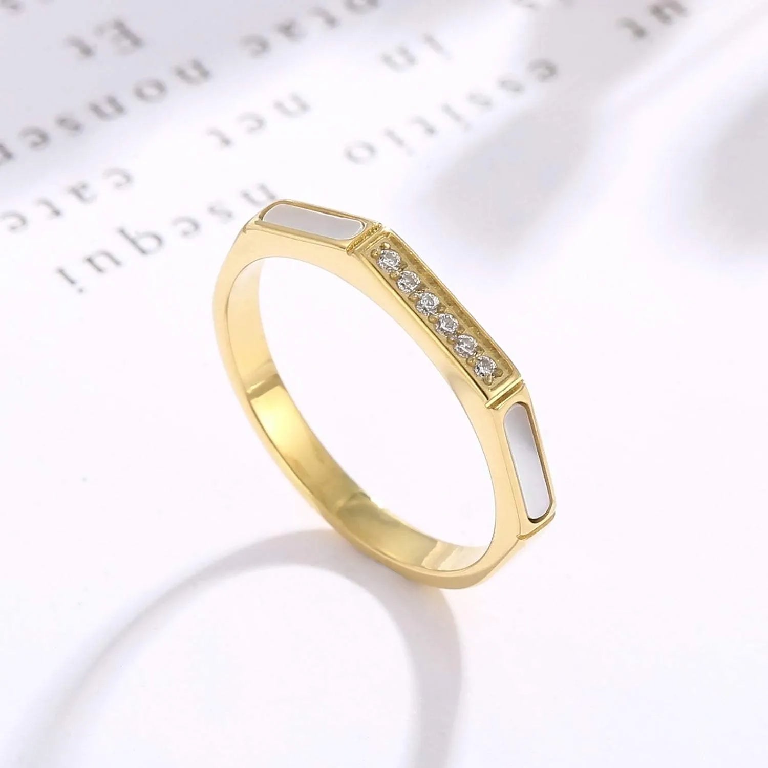 Stainless Steel Inlaid Zircon Ring Gold Rings - Tophatter Daily Deals