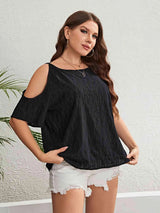 Plus Size Boat Neck Cold-Shoulder Blouse Blouses - Tophatter Daily Deals